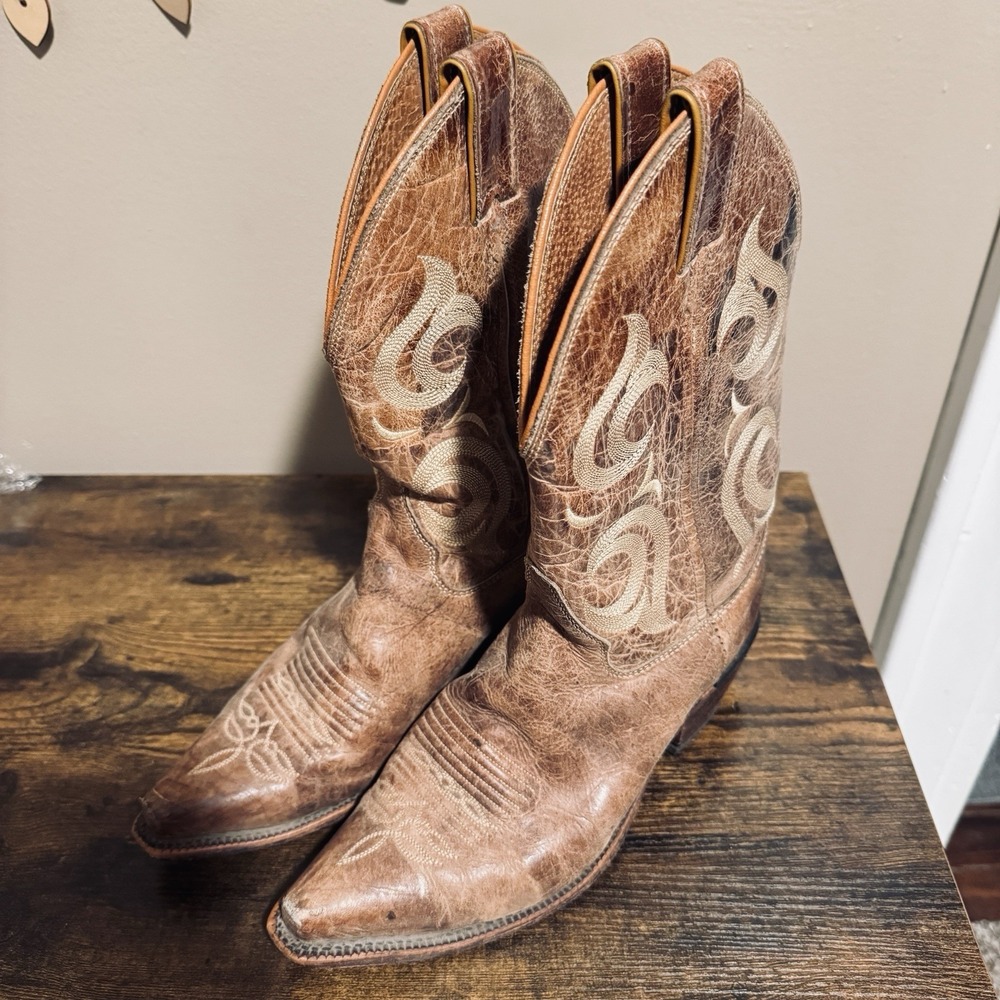 Justin Size 8B Women's Bent Rail Brown Distressed Leather Cowgirl Boot BRL103
